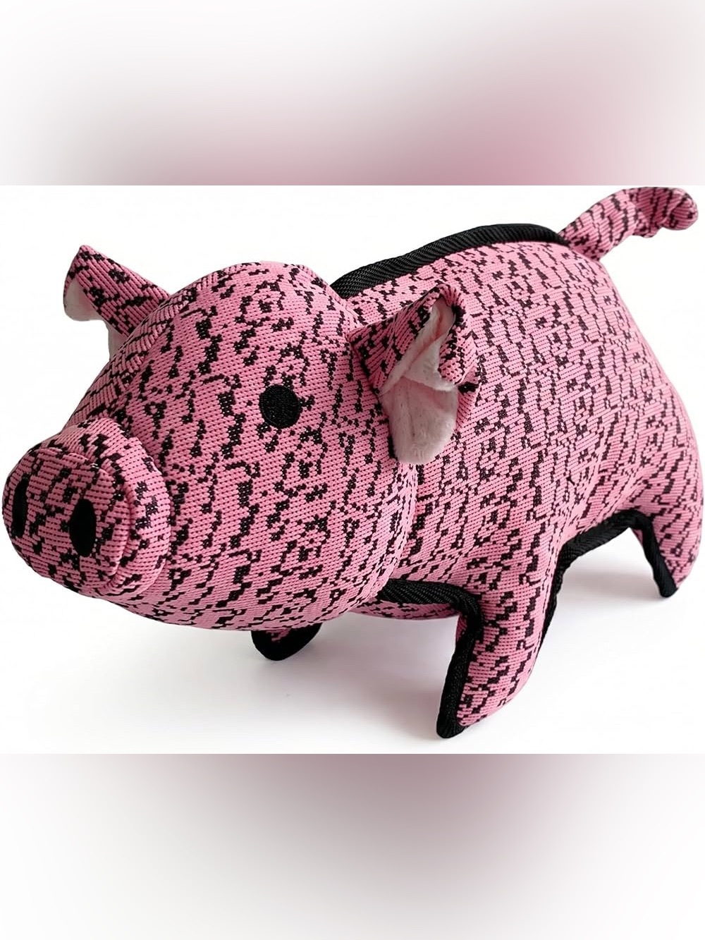 Pet Lou 11 Inch Farmhouse Pig Dog Plush Toy, Textured Sneaker-Fabric Plush